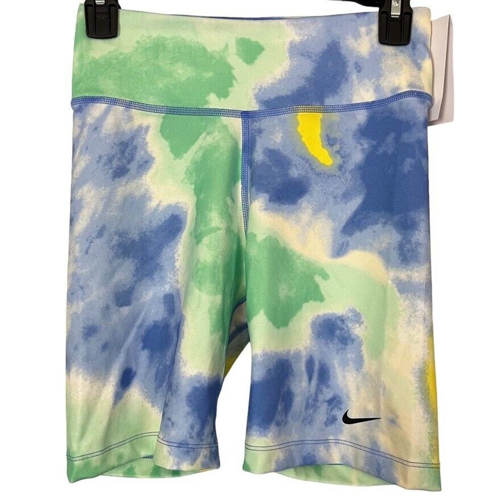 Nike Womens Mid Rise 7" Tie Dye Training Shorts Bike Dri-Fit Stretch sz Small